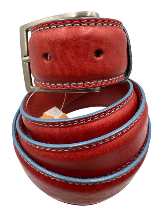 No Brand Made in Italy Red Leather Solid Men's Belt Red