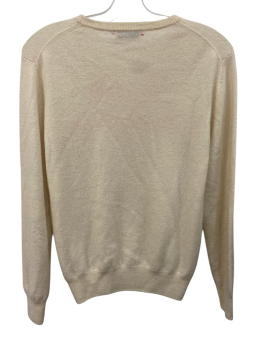 Lingua Franca Size Small Cream White & Red Cashmere Long Sleeve Text Sweater Cream White & Red / Small
