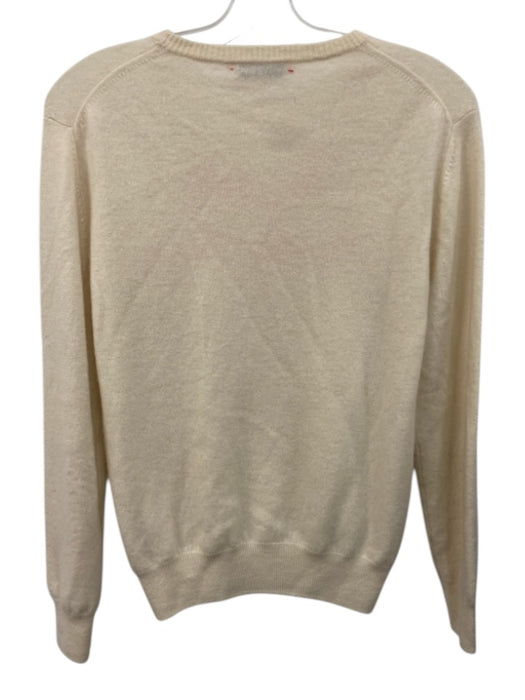 Lingua Franca Size Small Cream White & Red Cashmere Long Sleeve Text Sweater Cream White & Red / Small
