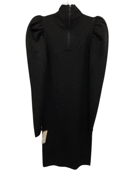 Alice + Olivia Size Small Metallic Black Wool Blend Long puff sleeve Dress Metallic Black / Small