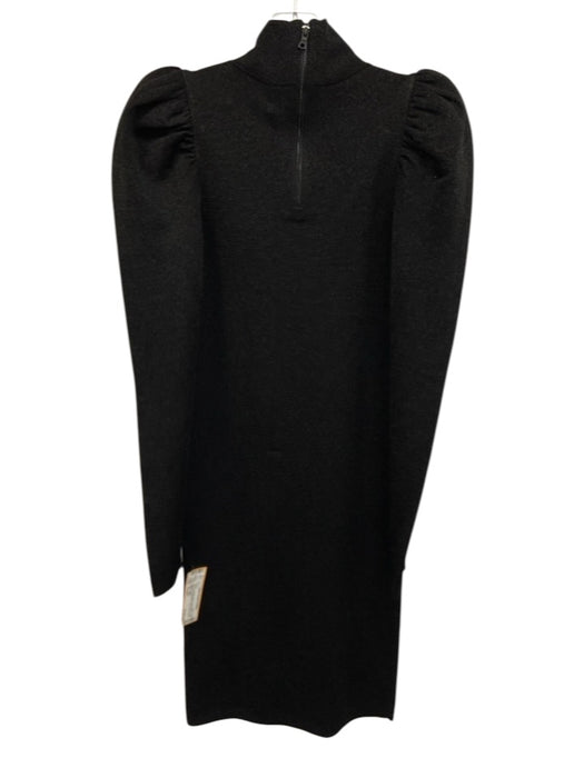 Alice + Olivia Size Small Metallic Black Wool Blend Long puff sleeve Dress Metallic Black / Small