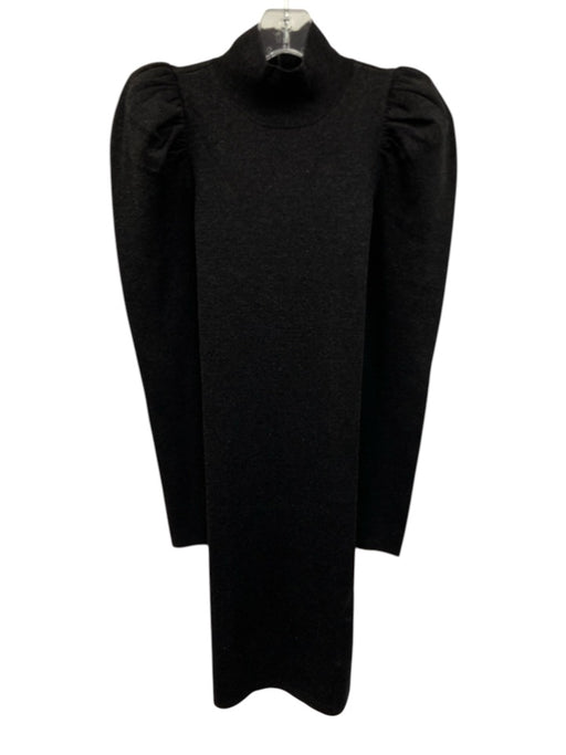 Alice + Olivia Size Small Metallic Black Wool Blend Long puff sleeve Dress Metallic Black / Small
