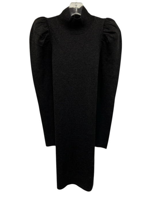 Alice + Olivia Size Small Metallic Black Wool Blend Long puff sleeve Dress Metallic Black / Small