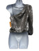 Alice + Olivia Size Small Silver Gray Polyester One Shoulder Seqiuns Cropped Top Silver Gray / Small