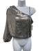 Alice + Olivia Size Small Silver Gray Polyester One Shoulder Seqiuns Cropped Top Silver Gray / Small