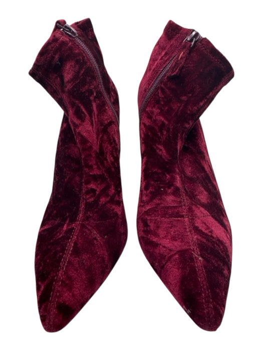 Alice + Olivia Shoe Size 37.5 Burgundy Red textile upper Crushed Velvet Boots Burgundy Red / 37.5
