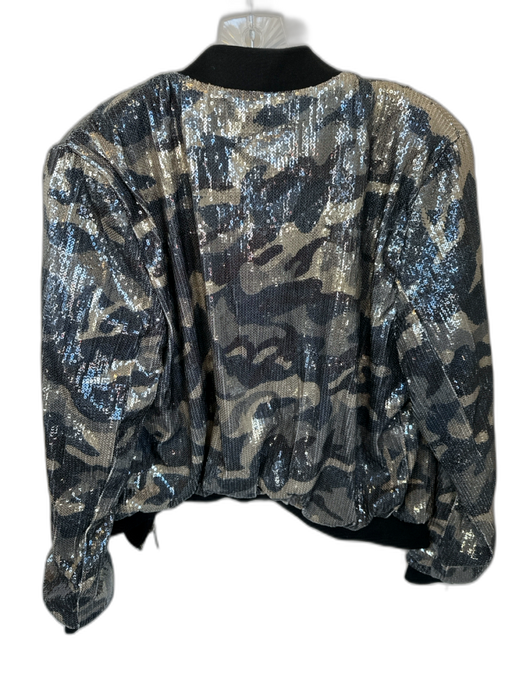 Aqua Size M Green & Gray Sequin Camo Zipper Jacket Green & Gray / M