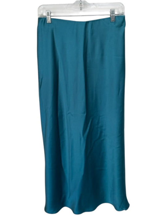 Zara Size M Teal Green Polyester & Elastane Elastic Waist Silk Maxi Skirt Teal Green / M