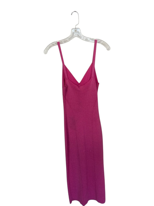 Staud Size S Pink Viscose Blend Metallic Accent Ribbed Sleeveless Midi Dress Pink / S