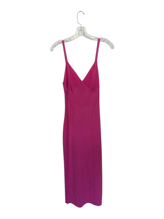 Staud Size S Pink Viscose Blend Metallic Accent Ribbed Sleeveless Midi Dress Pink / S