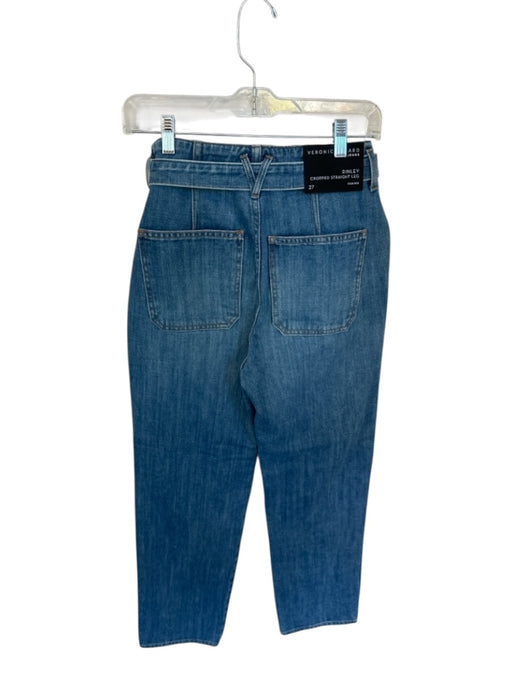 Veronica Beard Size 27 Medium Wash Cropped Button Up Tie belt Pockets Jeans Medium Wash / 27