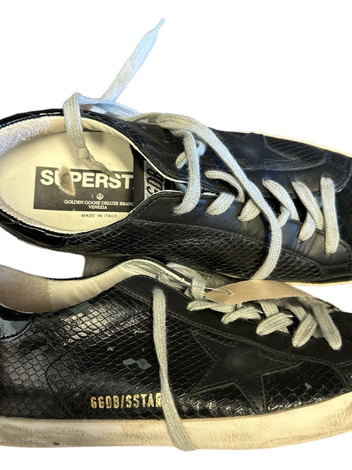 Golden Goose Shoe Size 40 Black & White Leather Snake Embossed Athletic Sneakers Black & White / 40