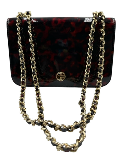 Tory Burch Brown, Black & Gold Patent Tortoise Adjustable Shoulder Crossbody Bag Brown, Black & Gold / Small