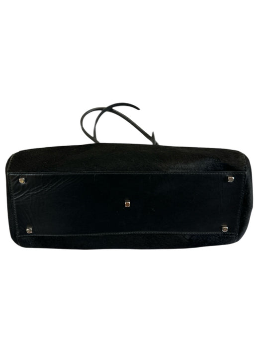 Salvatore Ferragamo Black Leather Pony Hair Double Buckle Top Handle Bag Black / Medium