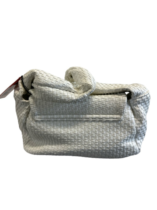 Mario Valentino Spa White Polyurethane Faux Leather Woven Logo flap Bag White / Small
