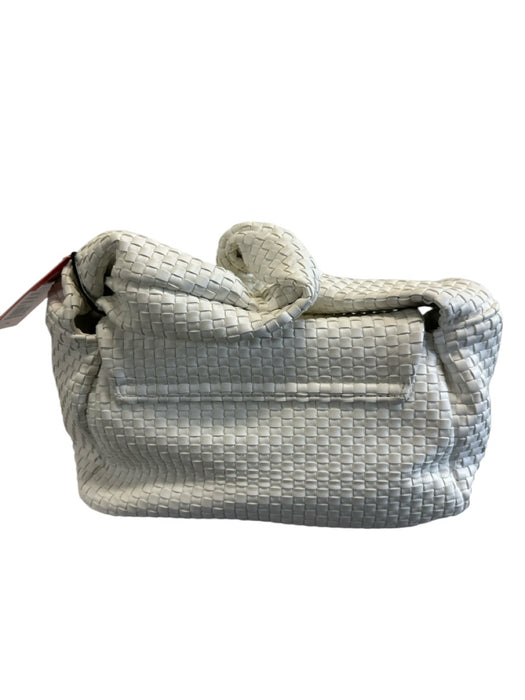Mario Valentino Spa White Polyurethane Faux Leather Woven Logo flap Bag White / Small