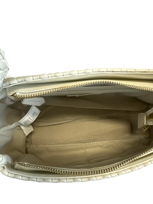 Mario Valentino Spa White Polyurethane Faux Leather Woven Logo flap Bag White / Small