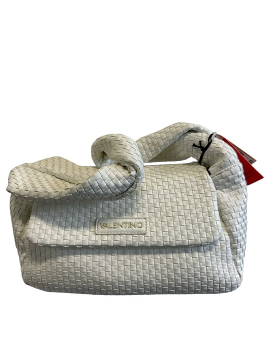 Mario Valentino Spa White Polyurethane Faux Leather Woven Logo flap Bag White / Small