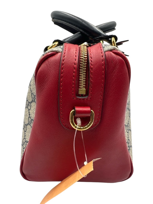 Gucci Red, Navy, Gray Coated Canvas Leather Gucci Supreme Top Handle Bag Red, Navy, Gray / Medium