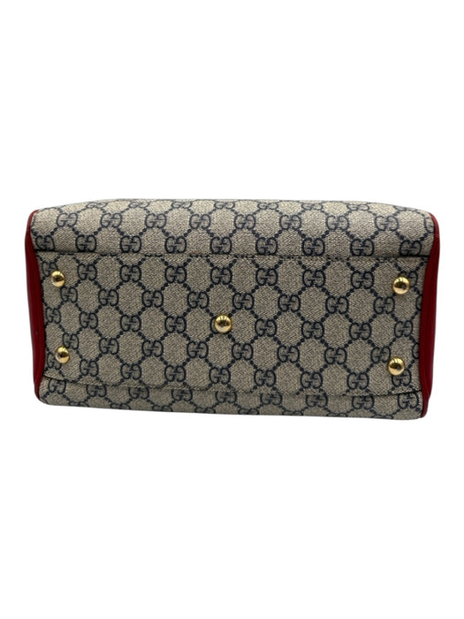 Gucci Red, Navy, Gray Coated Canvas Leather Gucci Supreme Top Handle Bag Red, Navy, Gray / Medium