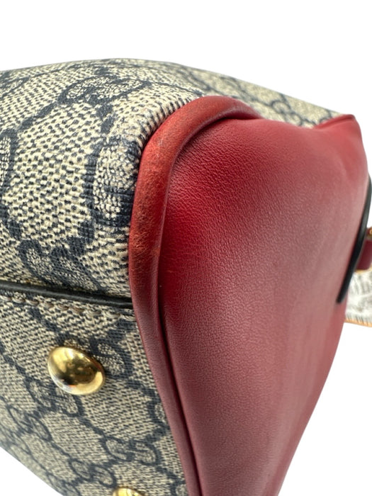 Gucci Red, Navy, Gray Coated Canvas Leather Gucci Supreme Top Handle Bag Red, Navy, Gray / Medium