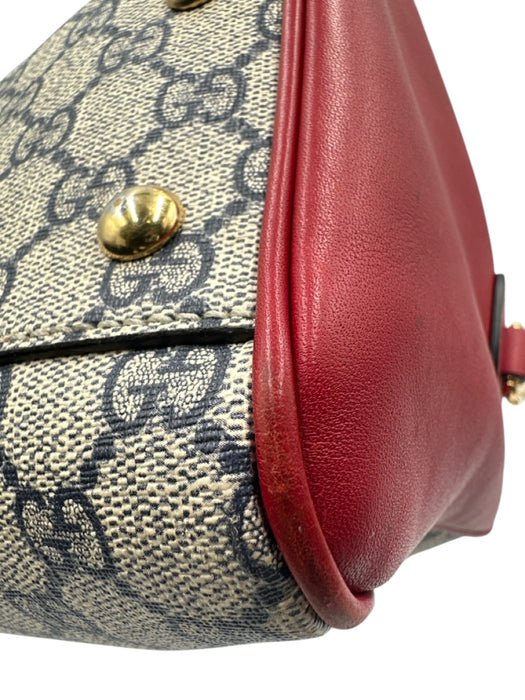 Gucci Red, Navy, Gray Coated Canvas Leather Gucci Supreme Top Handle Bag Red, Navy, Gray / Medium