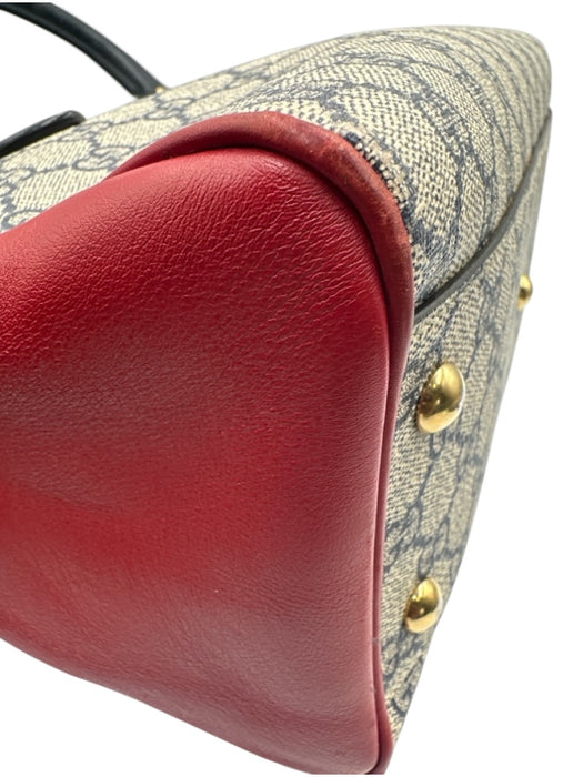 Gucci Red, Navy, Gray Coated Canvas Leather Gucci Supreme Top Handle Bag Red, Navy, Gray / Medium