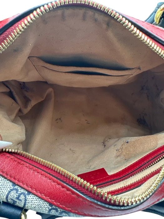Gucci Red, Navy, Gray Coated Canvas Leather Gucci Supreme Top Handle Bag Red, Navy, Gray / Medium