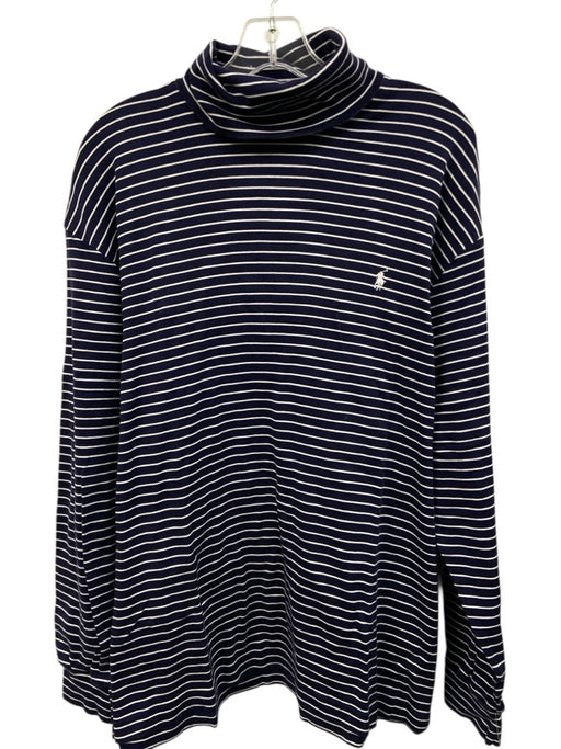 Polo Golf Size L Blue & White Cotton Blend Striped Turtleneck Long Sleeve Shirt Blue & White / L
