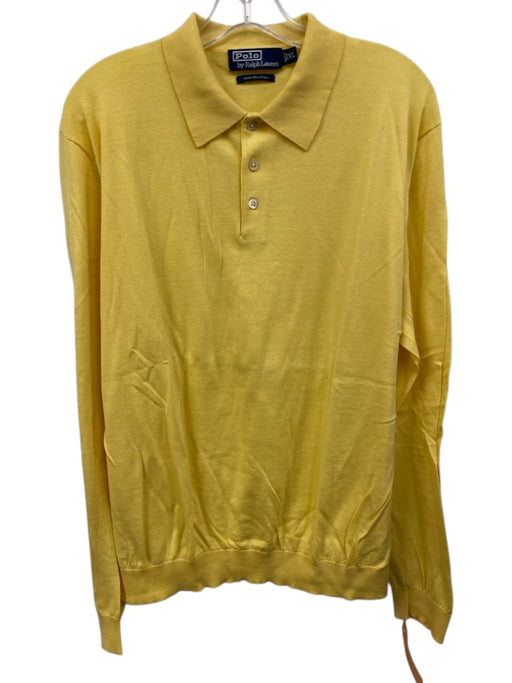 Polo Size XL Yellow Cotton Solid Knit Polo Men's Sweater Yellow / XL