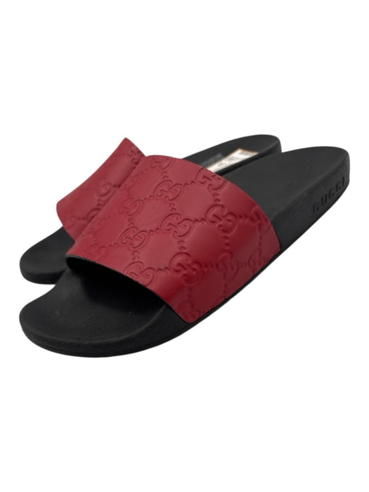 Gucci Shoe Size 37 Red & Black Leather Upper Foam Sole Gucci Supreme Sandals Red & Black / 37