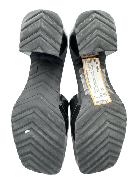 Gucci Shoe Size 38 Black Rubber Block Heel Logo Open Toe Mule Sandals Black / 38
