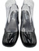 Prada Shoe Size 37 Black & White Patent Leather Square Toe Triangle Logo Pumps Black & White / 37