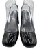 Prada Shoe Size 37 Black & White Patent Leather Square Toe Triangle Logo Pumps Black & White / 37