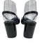 Prada Shoe Size 37 Black & White Patent Leather Square Toe Triangle Logo Pumps Black & White / 37