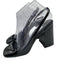 Prada Shoe Size 37 Black & White Patent Leather Square Toe Triangle Logo Pumps Black & White / 37