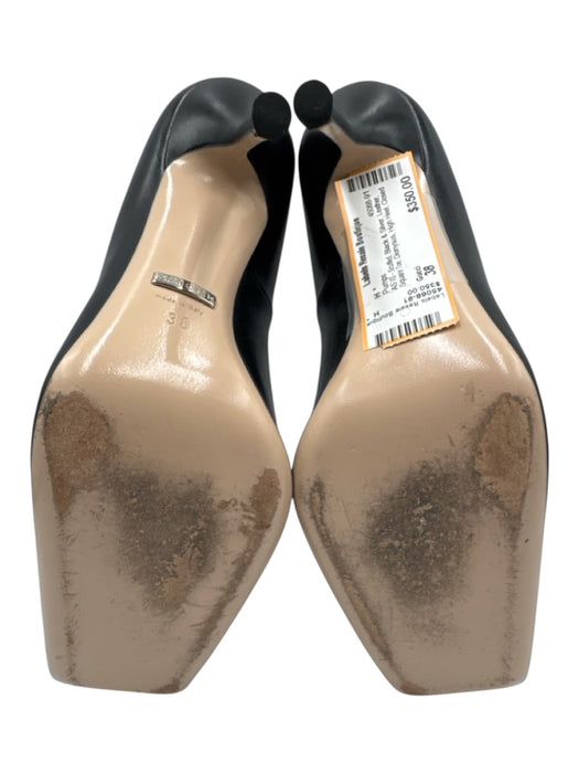 Gucci Shoe Size 38 Black & Silver Leather Square Toe Dionysus High Heel Pumps Black & Silver / 38