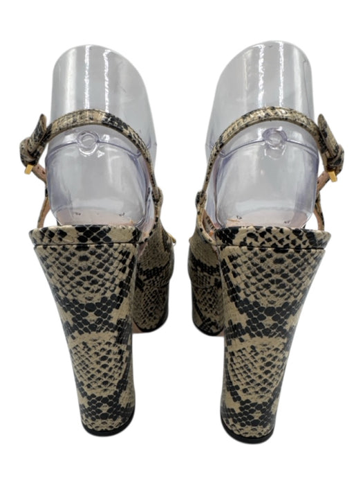 Gucci Shoe Size 38 Cream, Black, Gold Leather Square Toe Snake Skin Print Pumps Cream, Black, Gold / 38