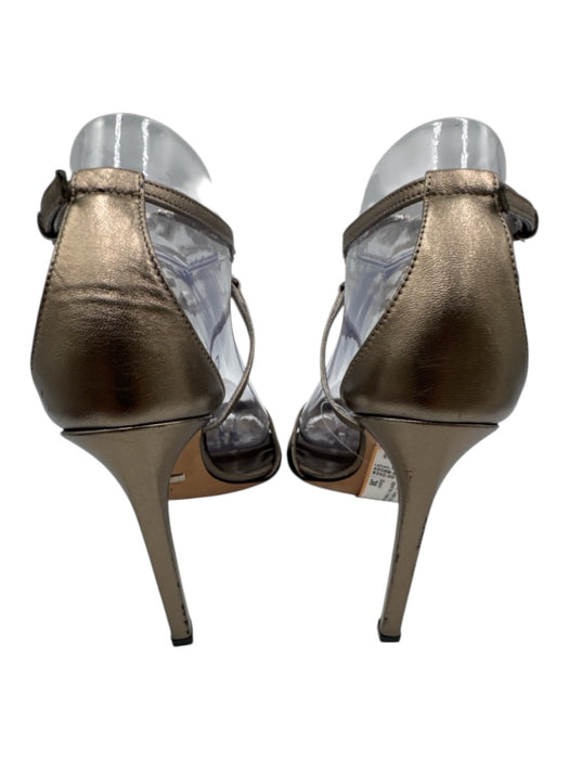 Gucci Shoe Size 38 Gold Taupe Leather open toe Crystals Interlocking GG Sandals Gold Taupe / 38