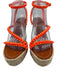 Christian Louboutin Shoe Size 38 Neon Orange Leather & Manmade Espadrille Neon Orange / 38