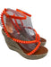 Christian Louboutin Shoe Size 38 Neon Orange Leather & Manmade Espadrille Neon Orange / 38