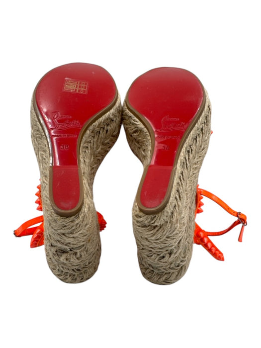 Christian Louboutin Shoe Size 38 Neon Orange Leather & Manmade Espadrille Neon Orange / 38