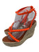 Christian Louboutin Shoe Size 38 Neon Orange Leather & Manmade Espadrille Neon Orange / 38
