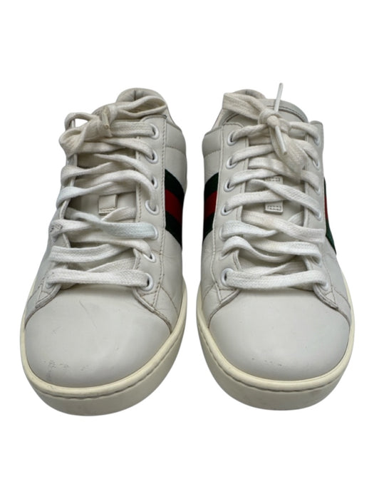 Gucci Shoe Size 36.5 White, Green, Red Leather Upper Round Toe Bee Sneakers White, Green, Red / 36.5