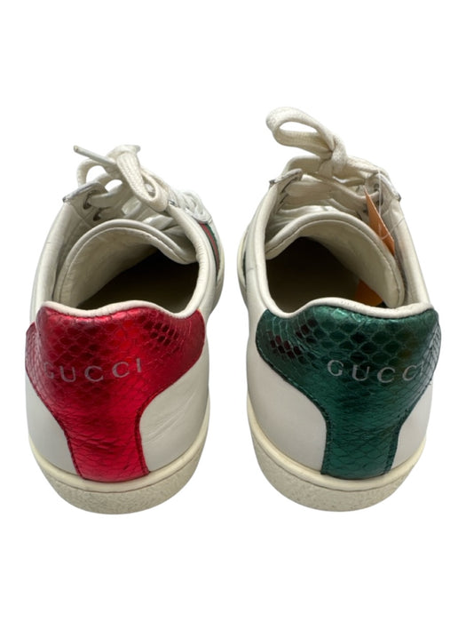Gucci Shoe Size 36.5 White, Green, Red Leather Upper Round Toe Bee Sneakers White, Green, Red / 36.5