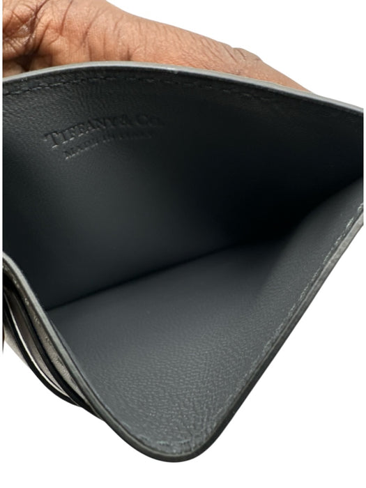 Tiffany & Co. Dark Gray Leather Card Holder Logo 5 Pocket Wallets Dark Gray