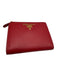 Prada Red Saffiano Leather Bi-Fold Zip Pocket Snap Button Logo Wallets Red