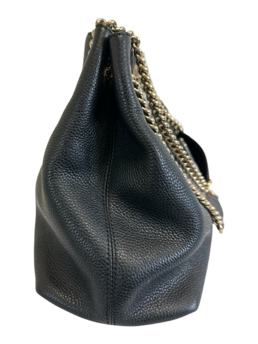 Gucci Black Leather Gold hardware Interlocking GG Chain Strap Soho Bag Black / Medium