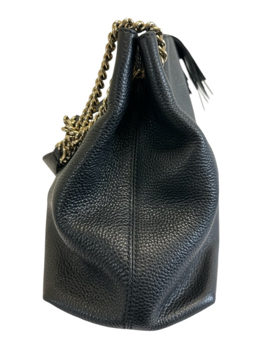 Gucci Black Leather Gold hardware Interlocking GG Chain Strap Soho Bag Black / Medium