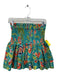 Charina Sarte Size Medium Blue, Green & Red Cotton Smocked Waist Band Skirt Blue, Green & Red / Medium